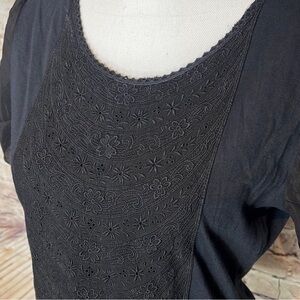 Johnny Was Casual Black Top shirt Size M